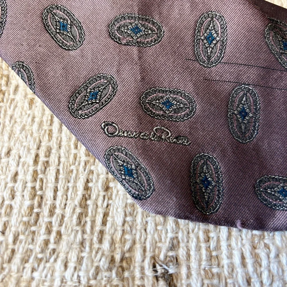 Vintage Oscar de la Renta Purple Men's‎ Silk Tie